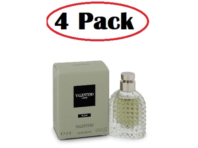 4 Pack of Valentino Uomo Acqua by Valentino Mini EDT 0.14 oz