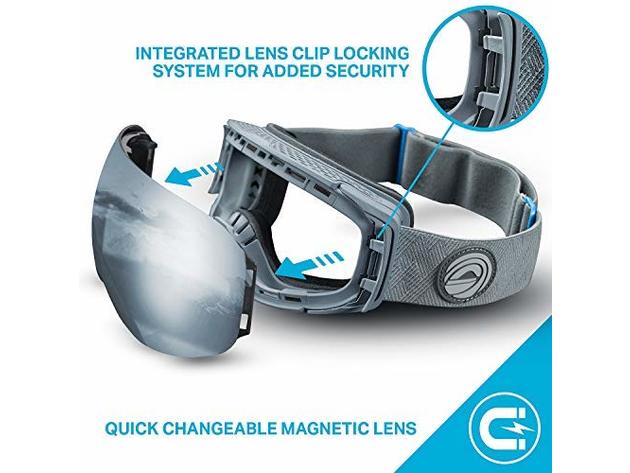 WildHorn Outfitters Roca Junior Ski/Snowboard Goggles Stone Gray/Silver Anti-fog (Refurbished, Open Retail Box)