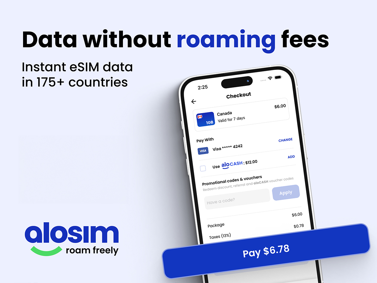 aloSIM Traveler's Mobile Data Plan: Pay $25 for $50 Credit