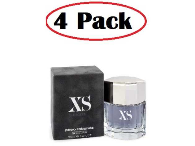 4 Pack of XS by Paco Rabanne Eau De Toilette Spray 3.4 oz