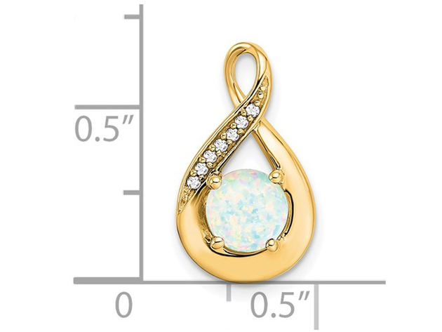 4/5 carat (ctw) Lab-Created Opal Pendant Necklace in 14K Yellow Gold Sterling with Chain