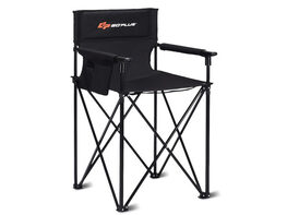 Goplus Portable 38'' Oversized High Outdoor Beach Chair Camping Fishing Folding Chair - Black