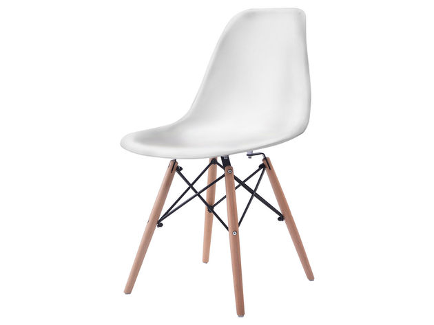 COSTWAY Set of 4 Mid Century Modern Style Dining Side Chair Wood Leg - White