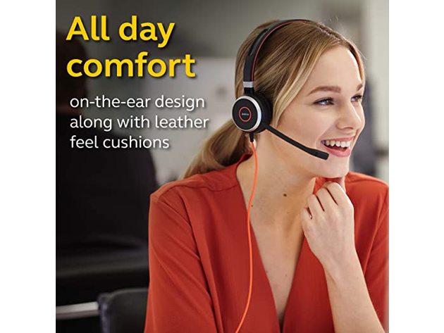 Jabra 6393-823-189 Leather Material Evolve 40 MS Mono USB-C Wired Headset (Refurbished)