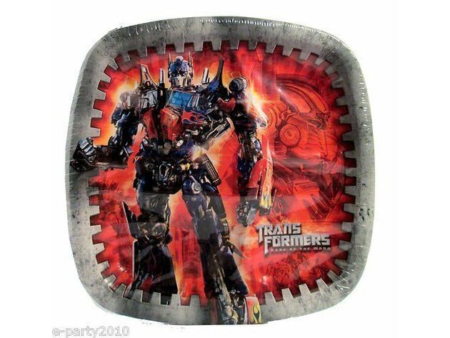 Transformers Large 9 Inch Square Pocket Compartment Lunch Dinner Plates