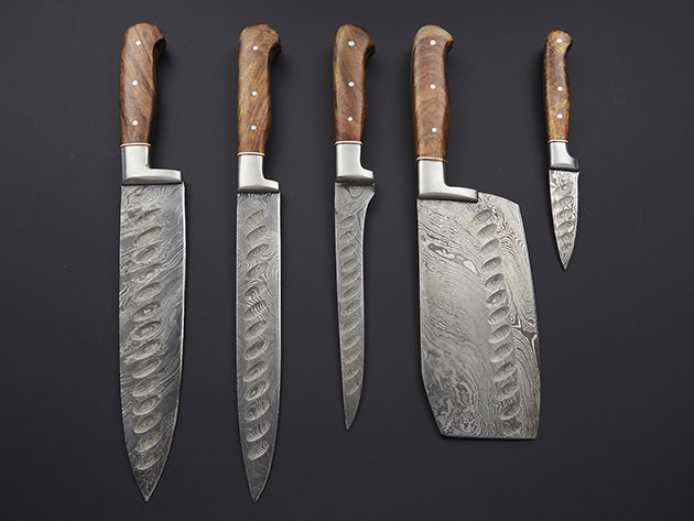 Pro Chef's Knives with Henkel Rosewood + Special Burl: Set of 5