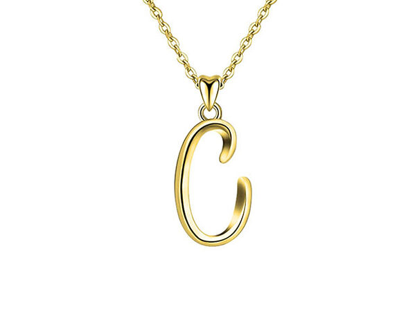 Rachel Glauber 18k Gold Plated Initial Necklace Letter C Stacksocial - Letter C Gold Pendant