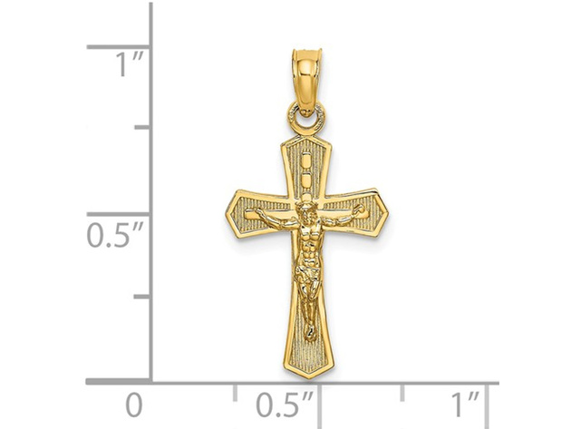 14K Yellow Gold Crucifix Cross Pendant Necklace with Chain