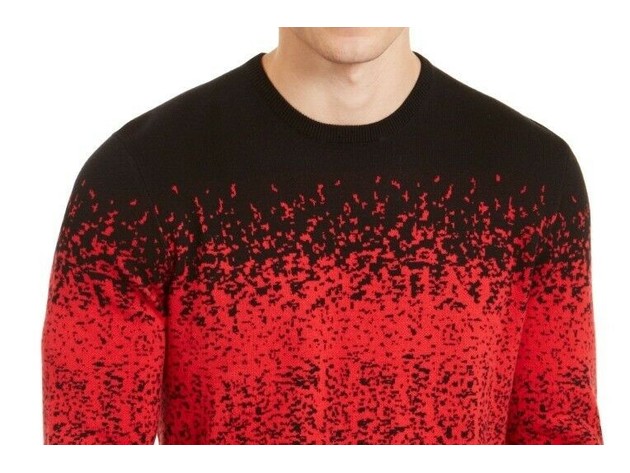 Alfani Men's Ombre Rib Crewneck Sweater Red Size Large