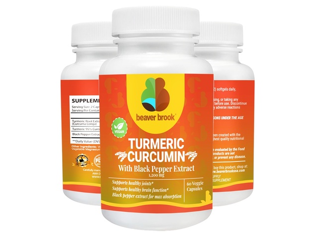 Beaver Brook Turmeric Curcumin With Black Pepper Extract 1200 mg Dietary Supplement - 120