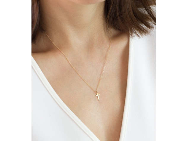 Tiny Cross Necklace - Rose