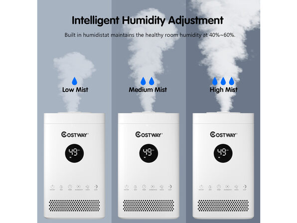 Costway 3.5L Quiet Top Fill Air Humidifier w/ 3-Level Mist Timer Sleep Mode for Bedroom - White