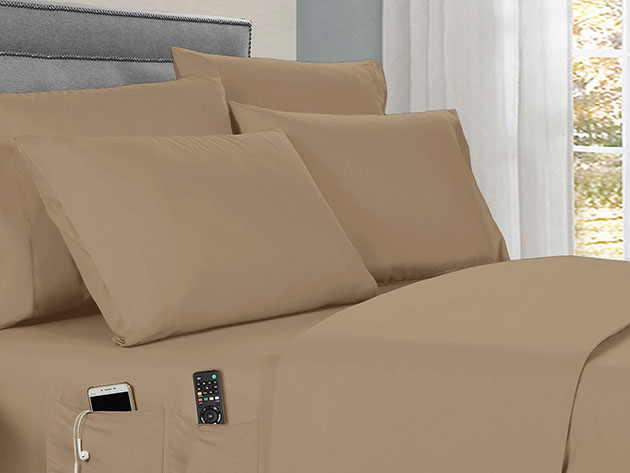 Kathy Ireland 6-Piece Smart Sheet Set (Taupe/Queen)