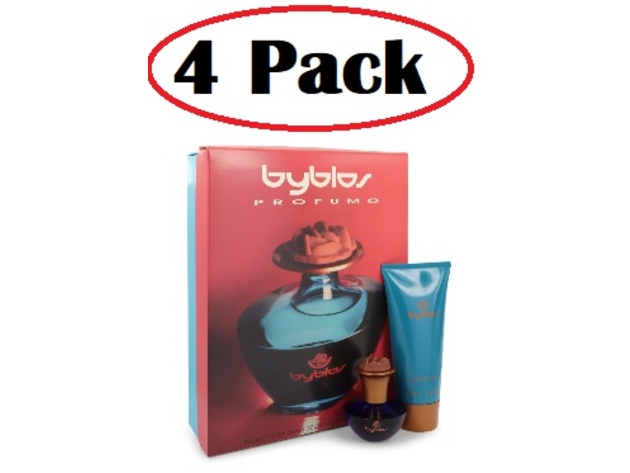4 Pack of BYBLOS by Byblos Gift Set -- 1.68 oz Eau De Parfum Spray + 6.75 Body Lotion