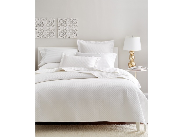 Charter Club Damask Cotton 2 Piece Bedding Quilted Coverlet, Twin, Cotton Thread Count: 210, White