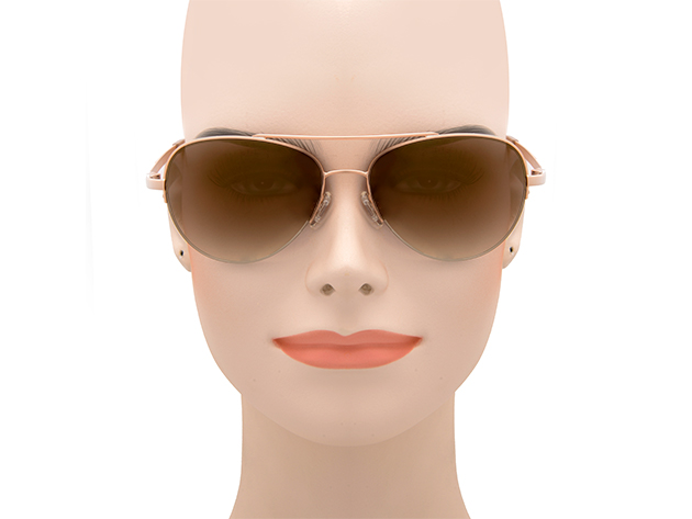 Oscar De La Renta Acetate Rose Gold Brown Aviator-Style Sunglasses (Store-Display Model)