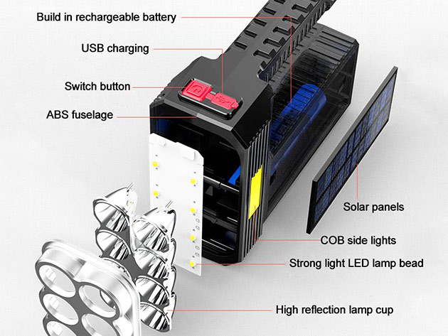 Beam Me Up 8 LED Solar Rechargeable Flashlight