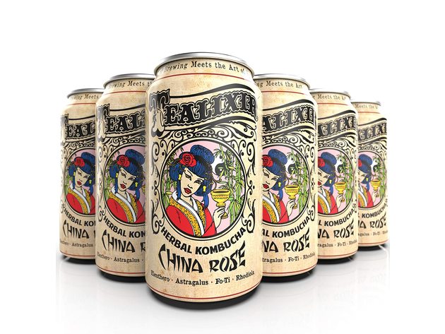 12-PACK Tealixir Herbal Kombucha Tea, China Rose, Traditional Chinese Medicine, 12 Ounces Each (144 Ounces)