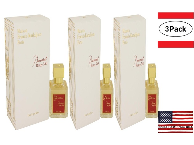3 Pack Baccarat Rouge 540 by Maison Francis Kurkdjian Eau De Parfum Spray 2.4 oz for Women