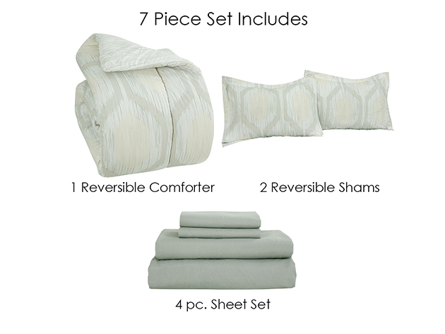 Sloane Street Hexagon Strié Stripe Reversible Comforter Set (Queen)