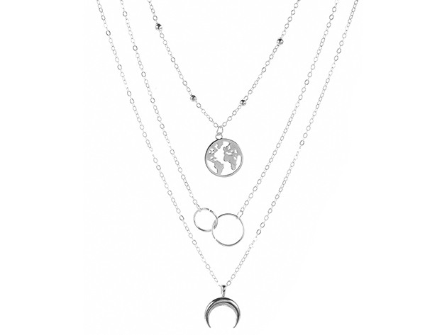 3-Piece Filigree Map of the World Charm Necklace | Joyus