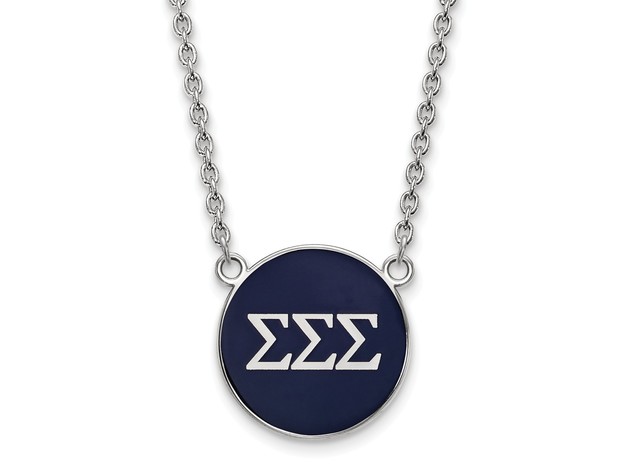 Sterling Silver Sigma Sigma Sigma Large Enamel Necklace