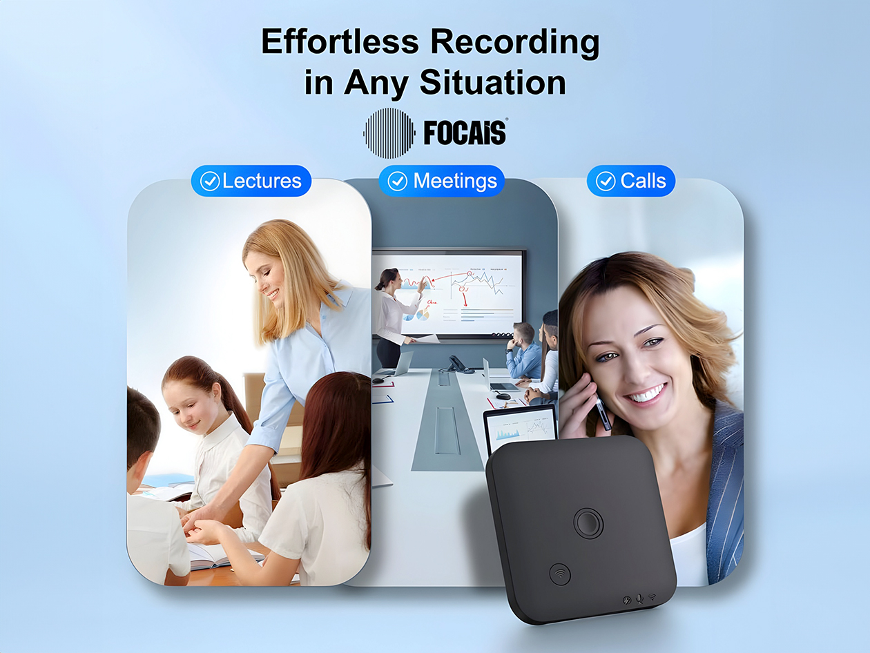 Focais: Meet One - Voice-Activated AI-Powered Recorder (White)