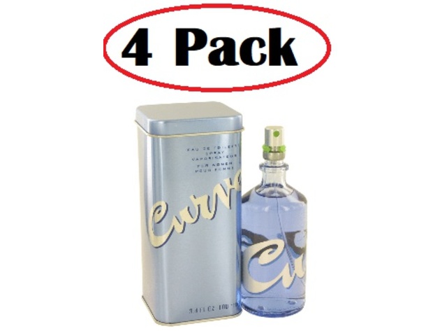 4 Pack of CURVE by Liz Claiborne Eau De Toilette Spray 3.4 oz
