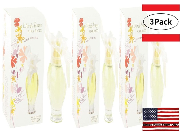 3 Pack L'AIR DU TEMPS by Nina Ricci Eau De Toilette Spray 1 oz for Women