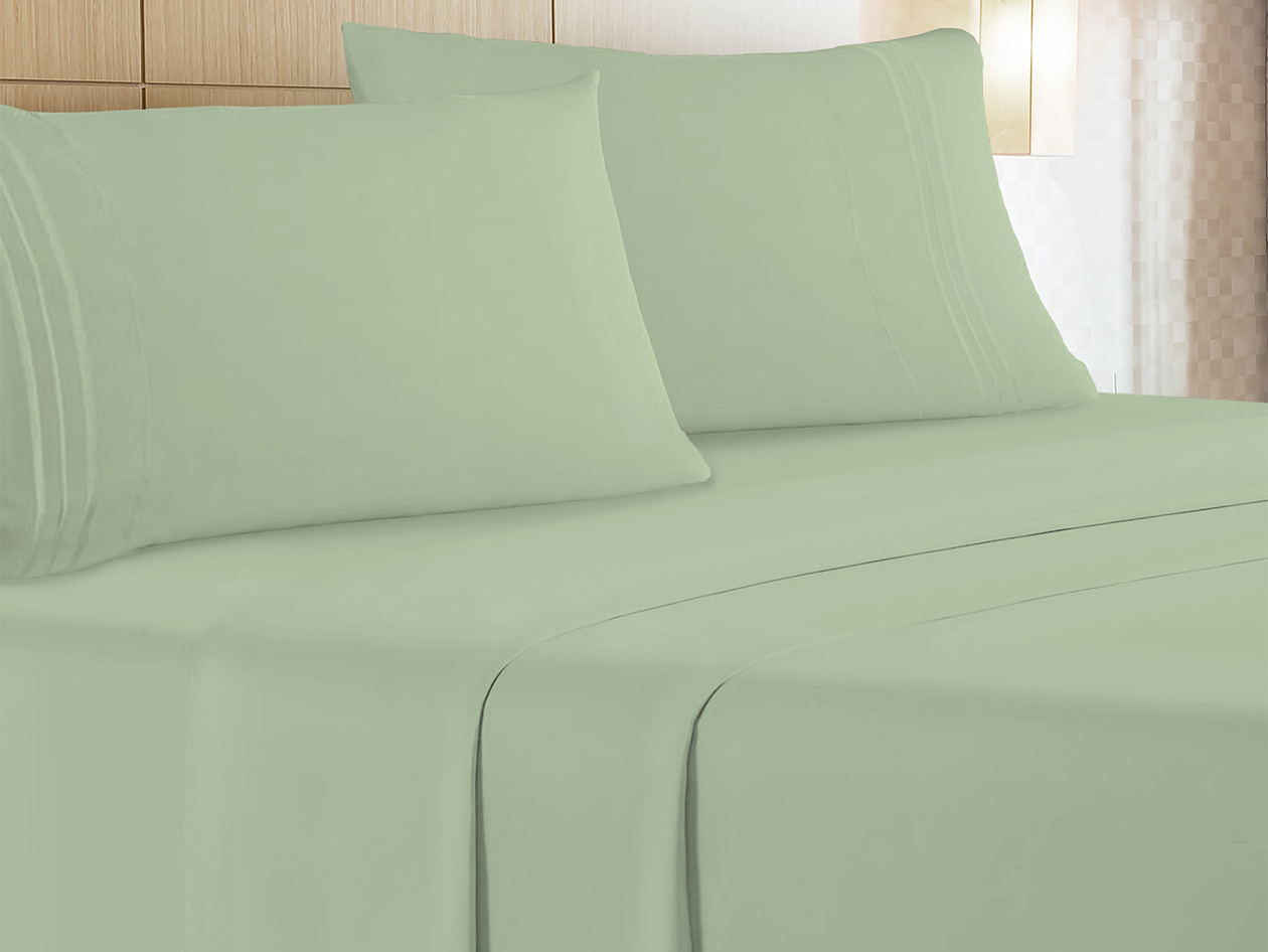 The Luxe 4-Piece Microfiber Bed Sheet Set (Sage/Full)