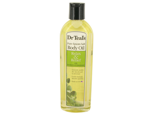 Dr Teal's Bath Additive Eucalyptus Oil by Dr Teal's Pure Epson Salt Body Oil Relax & Relief with Eucalyptus & Spearmint 8.8 oz