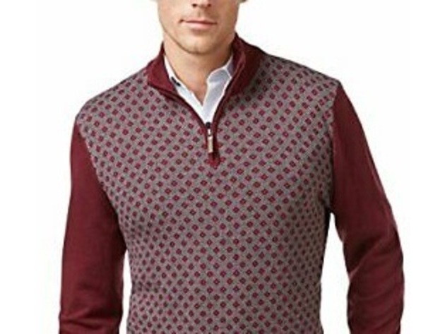 Tasso Elba Men's 1/4-Zip Sweater Red Size X-Large