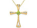 3/10 Carat (ctw) Natural Peridot Cross Pendant Necklace in 14K Yellow Gold with Chain