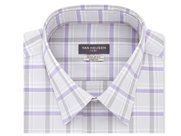 Van Heusen Men's Classic/Regular-Fit Stretch Flex Check Dress Shirt Gray 17-32-33