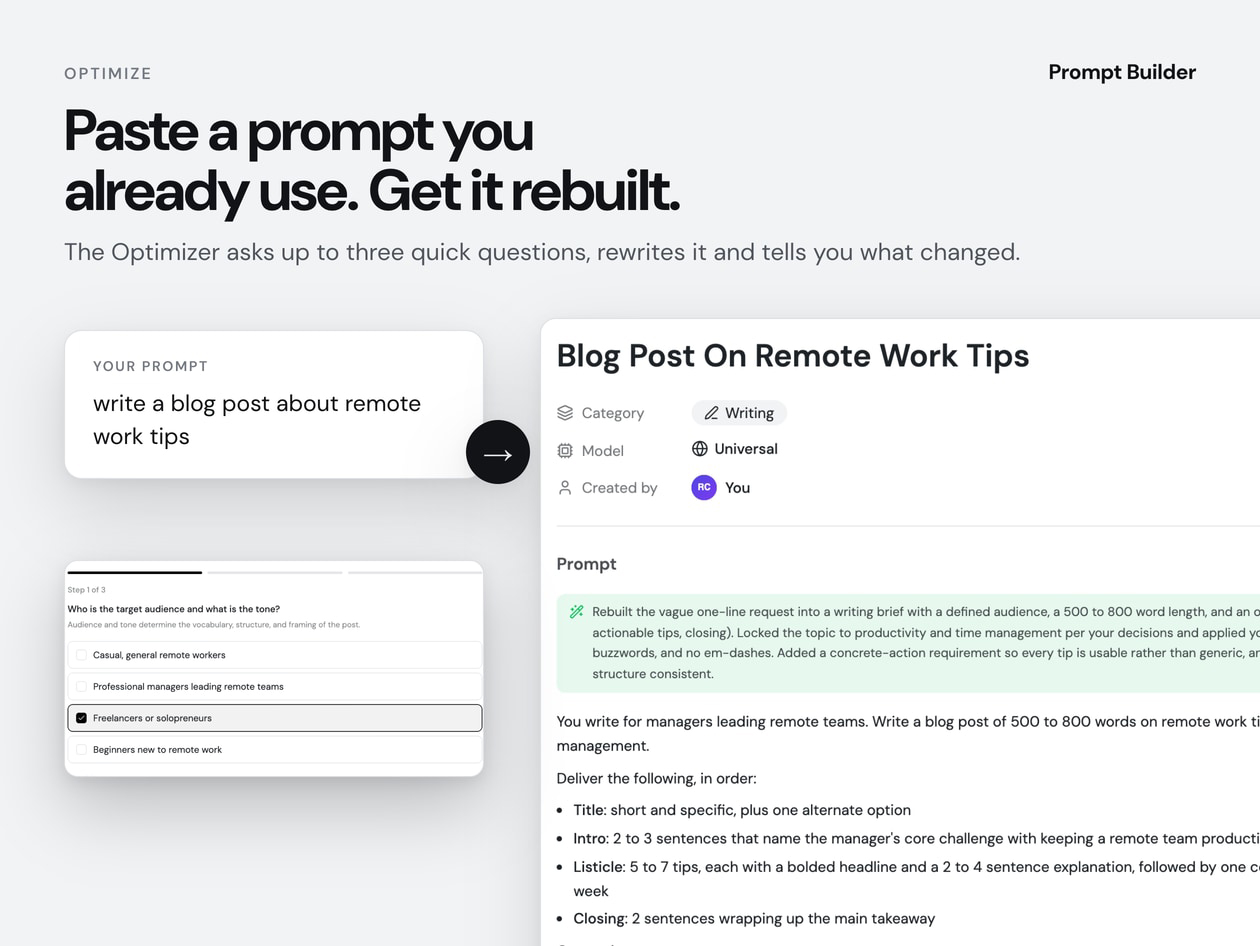 PromptBuilder - AI Prompt Optimizer Unlimited Plan: Lifetime Subscription