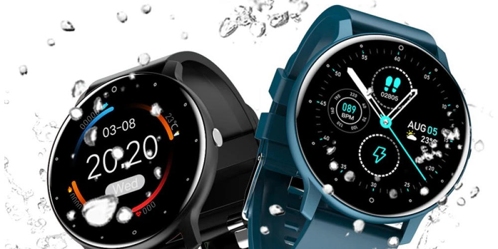 Two watches with water splashes 
