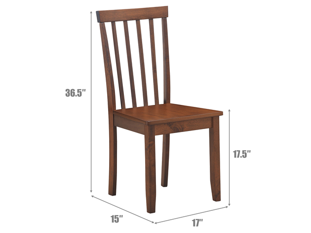 Costway Set of 2 Dining Chair Kitchen Spindle Back Side Chair with Solid Wooden Legs Walnut