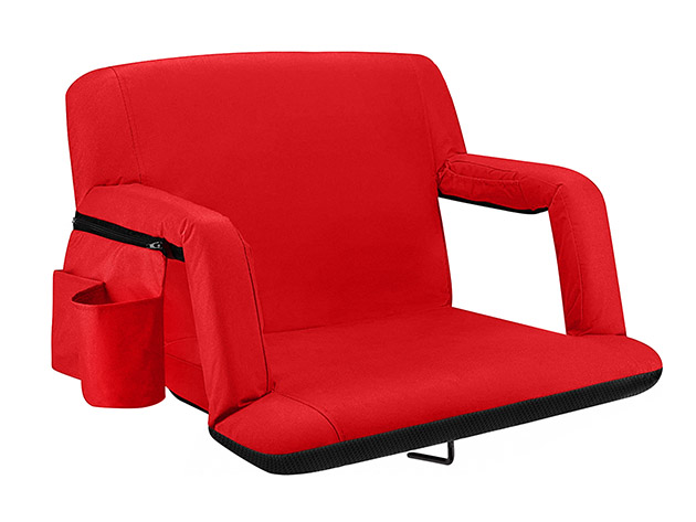 Extra Wide Reclining Stadium Seat with Armrests & Side Pockets (Red)