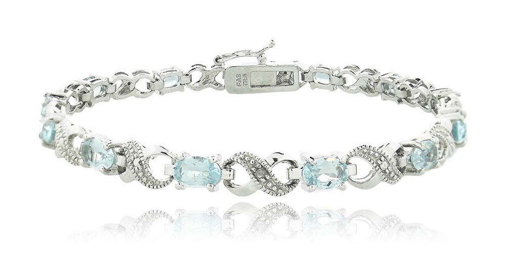 Genuine Sapphire & Diamond Accent Tennis Bracelet