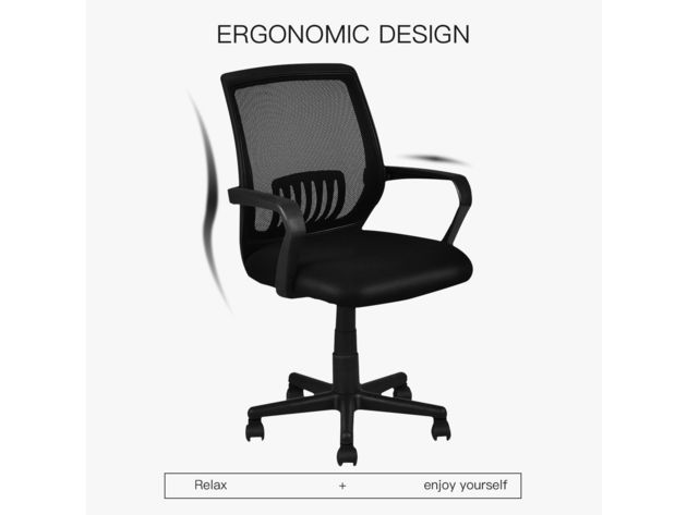 Costway Modern Ergonomic Mid-back Mesh Computer Office Chair Desk Task Task Swivel - Black