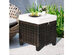 Costway 2 Piece Patio Rattan Ottoman Cushioned Seat Coffee Table Furniture Beige - Brown