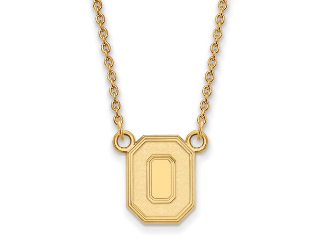 14k Gold Plated Silver Ohio State Small Pendant Necklace, 18 Inch