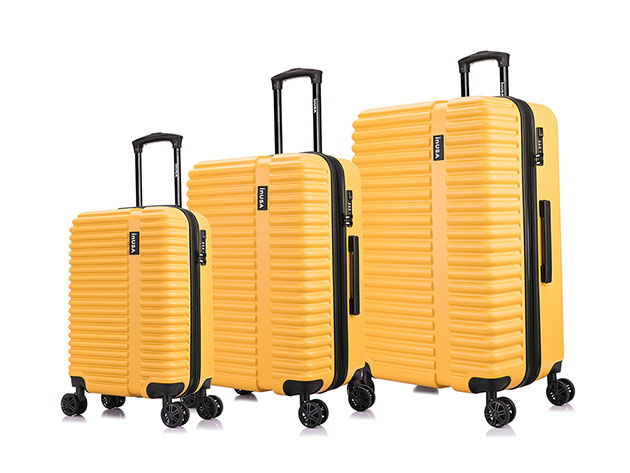 InUSA Ally Lightweight Hardside Spinner 3-Piece Set (20"/24"/28", Mustard)
