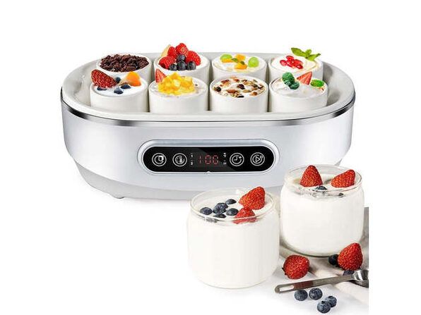 Bear Yogurt Maker, Greek Yogurt Maker Machine with Strainer and Timer  Control, Stainless Steel Inner Pot, Automatic Digital with 2 Glass Jars 1  Quart