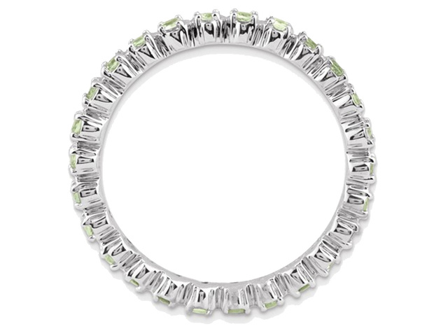 Natural Green Peridot 1/2 Carat (ctw) Eternity Band Ring in Sterling Silver - 6