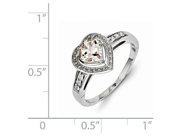 4/5 Carat (ctw) Morganite Heart Ring in Rhodium Plated Sterling Silver
