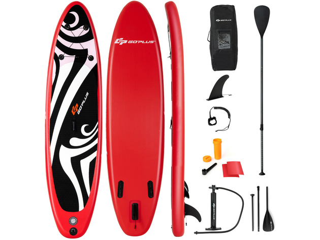 Goplus 10' Inflatable Stand up Paddle Board Surfboard SUP W/ Bag Adjustable Fin Paddle