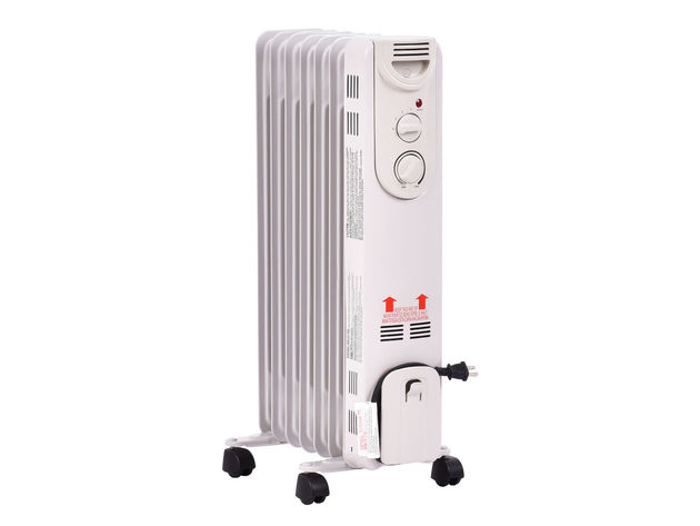 Costway 1500W Electric Oil Filled Radiator Space Heater 5-Fin Thermostat Room Radiant White