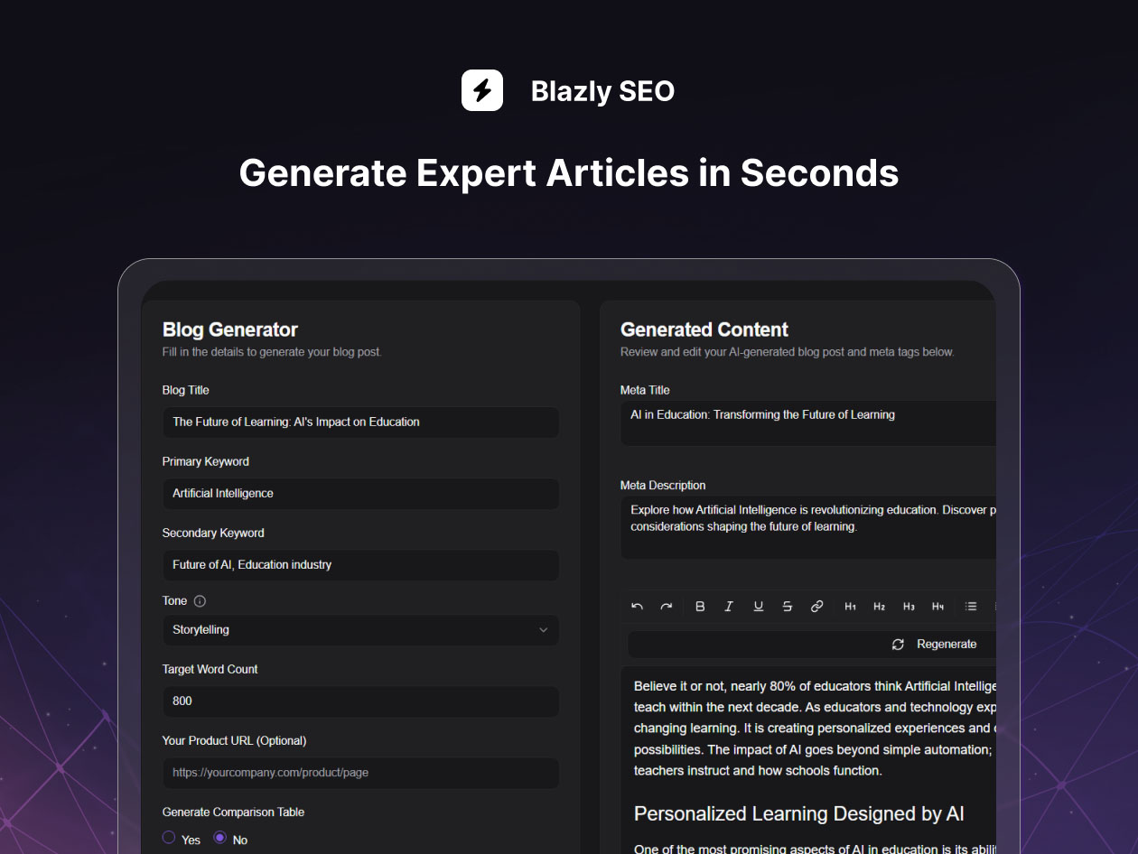 Blazly SEO: Lifetime Subscription (Pro Plan)