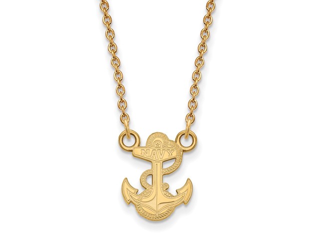 NCAA 10k Yellow Gold Navy Small Pendant Necklace